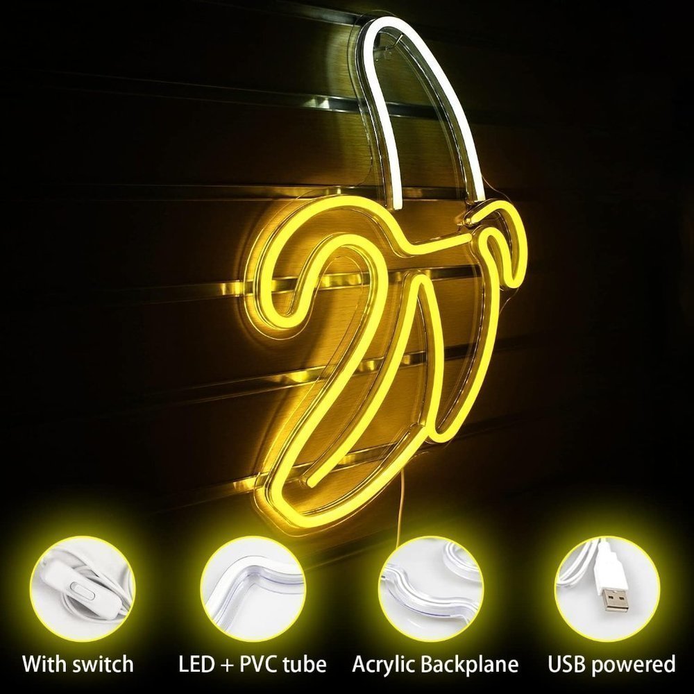 Neon Light Banana Fruit Retro 90's Nostalgic Wall Decor for Dorm/Bedroom/Gift - Picture 5 of 6
